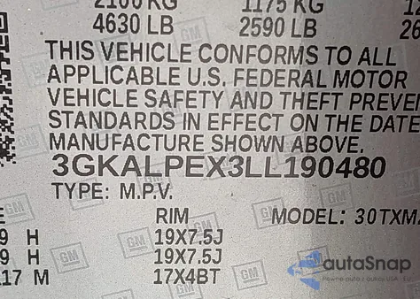 2020 GMC Terrain Fwd Slt z USA, uszkodzony, nr VIN 3GKALPEX3LL190480